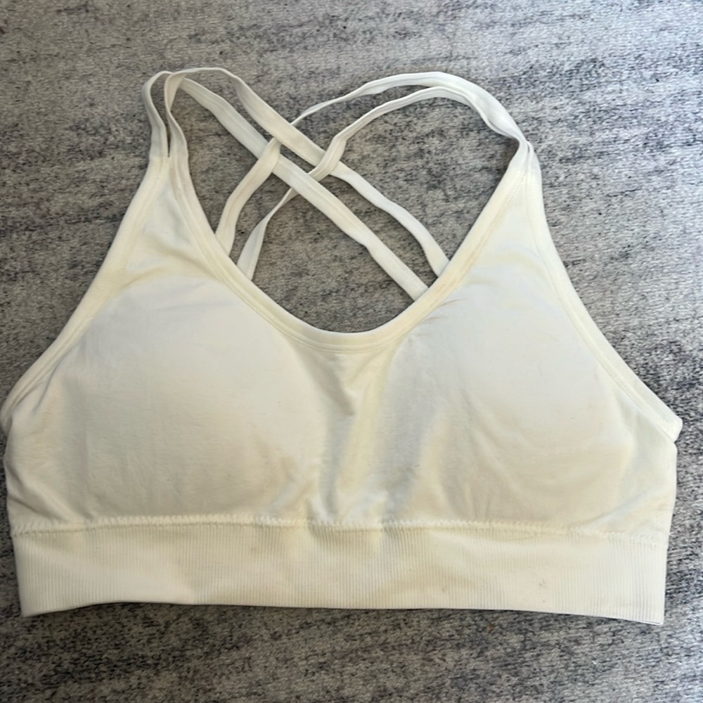 Size small amazon cream colored padded racerback sports bra